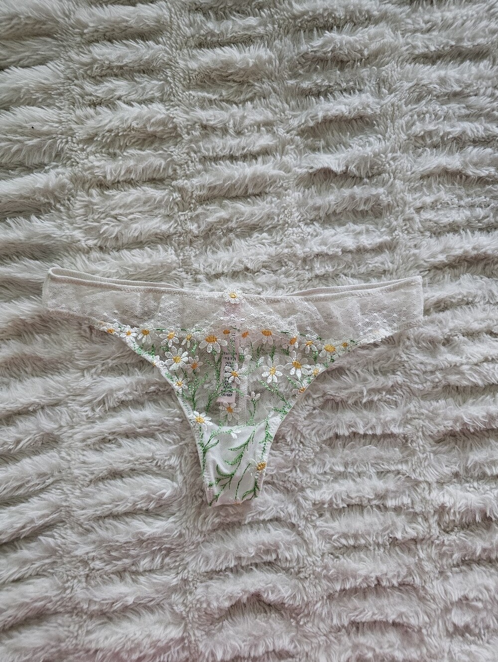 Victoria's Secret White Sheer Daisy Embroidered Thong